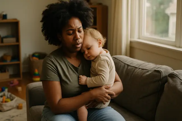 A mother gently holds her sleepy toddler, reflecting "What Pediatricians Wish Parents Knew About Toddler Sleep.